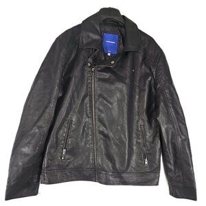 Jack & Jones men's black faux leather biker jacket